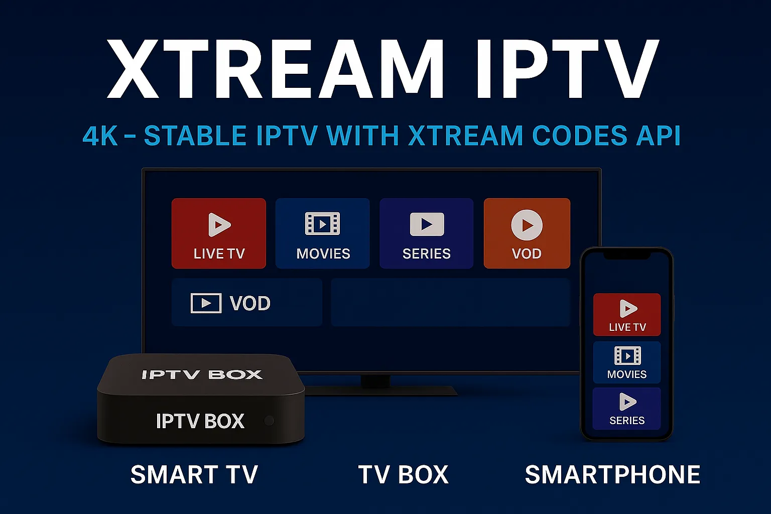 Xtream IPTV on TV box, Smart TV, Android phone and web player
